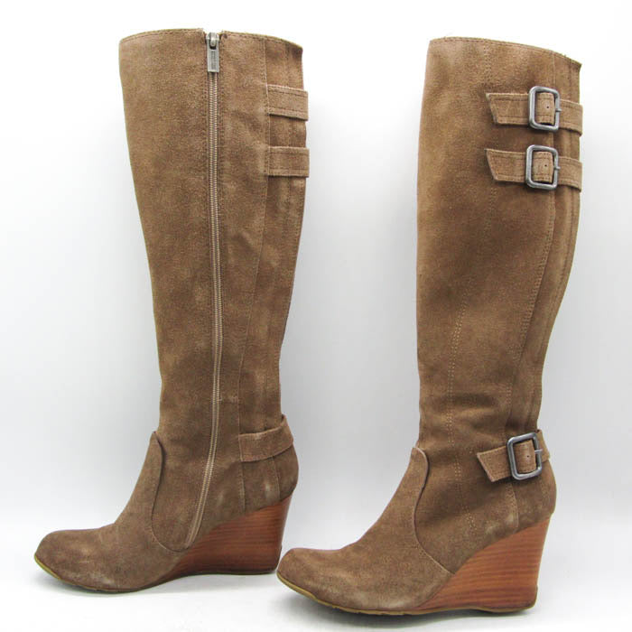 Tan Suede Wedge Boots