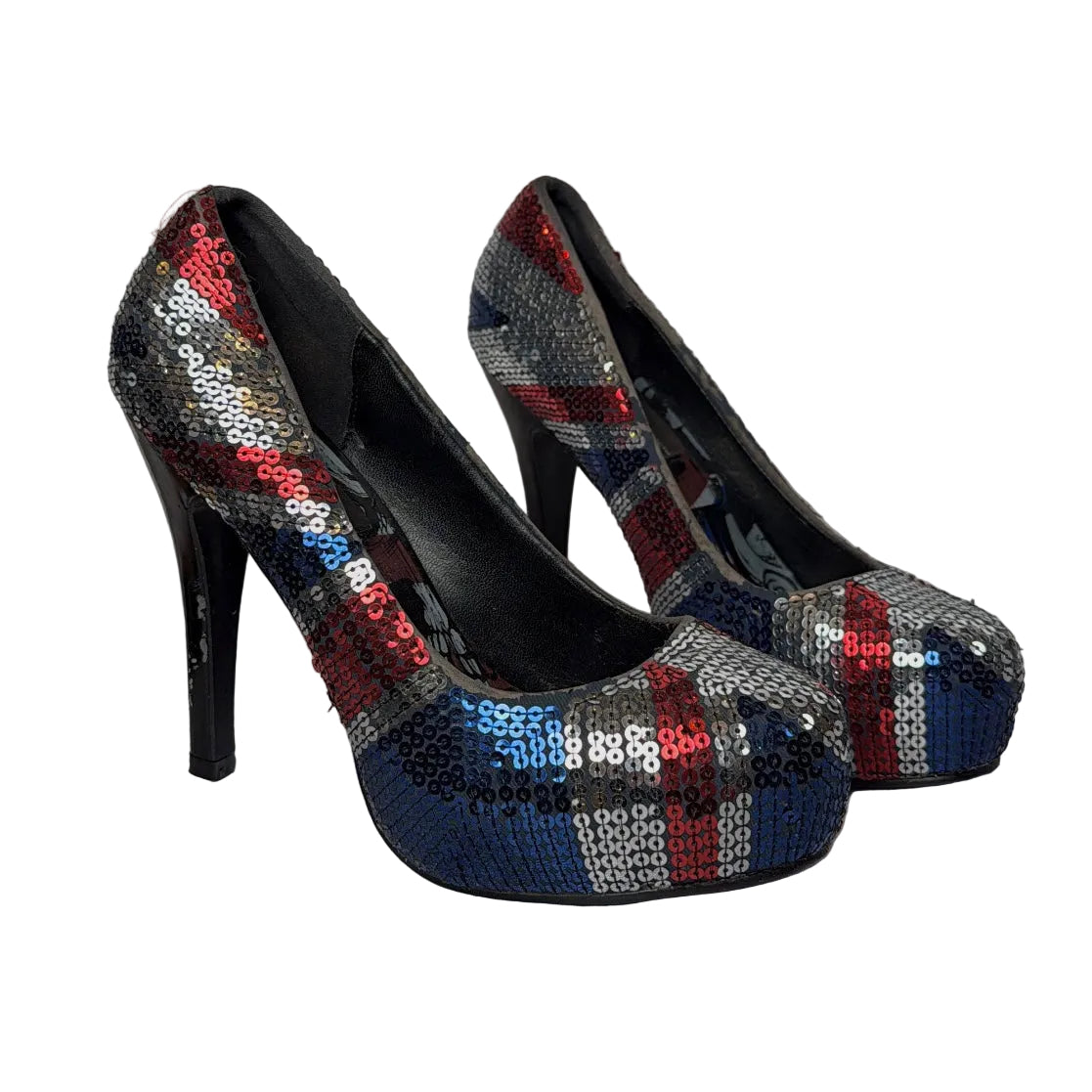 Union Jack Sequin Platform Pumps