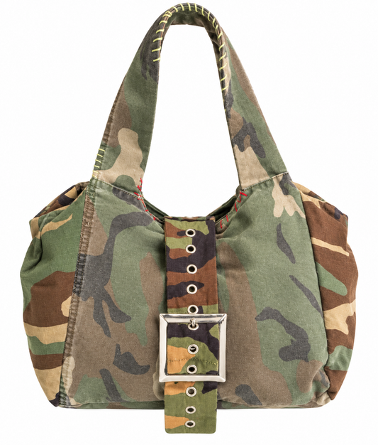 1-of-1 Upcycled Camo Cargo Buckle Bag