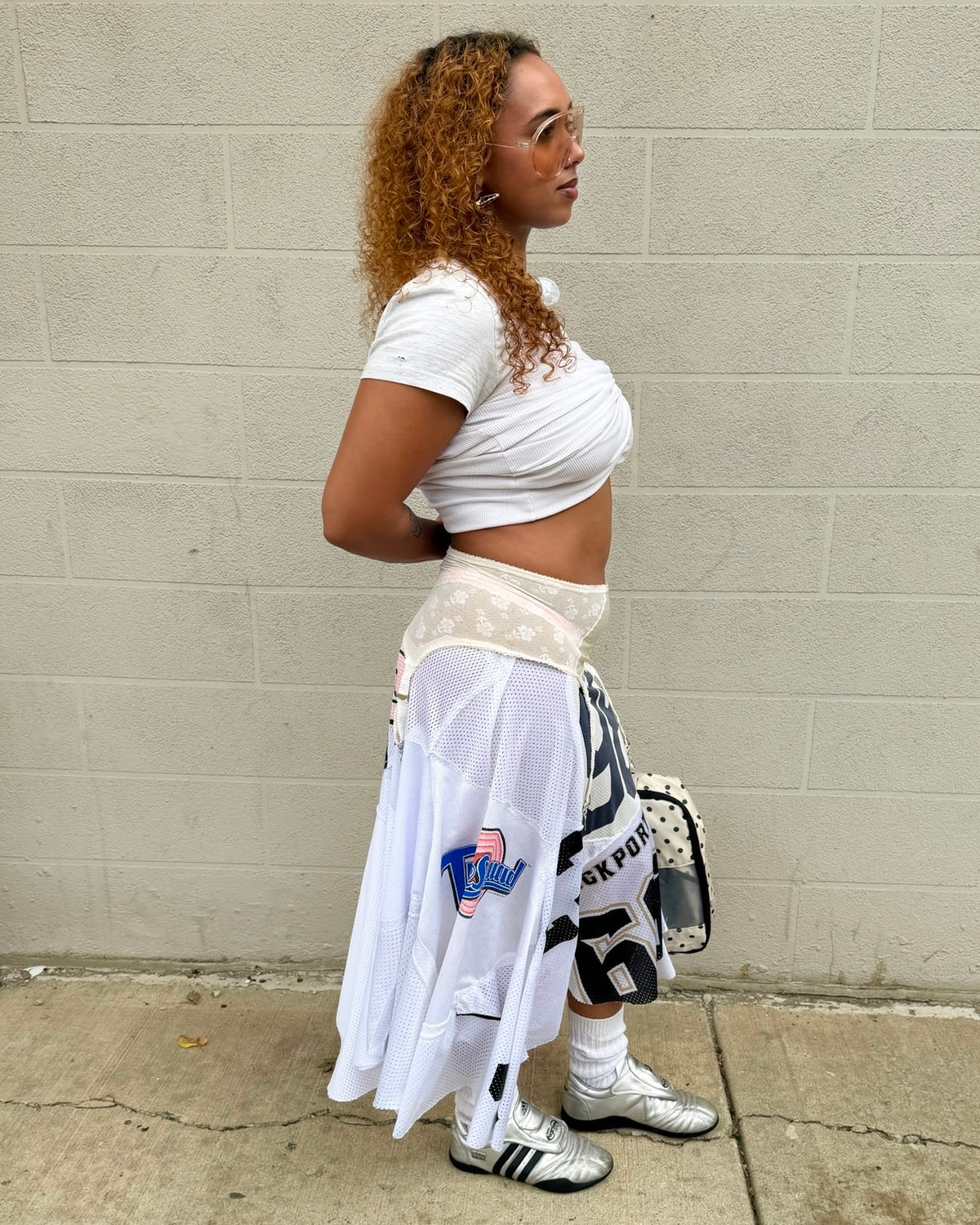 1-of-1 White /Color Patchwork Jersey Skirt