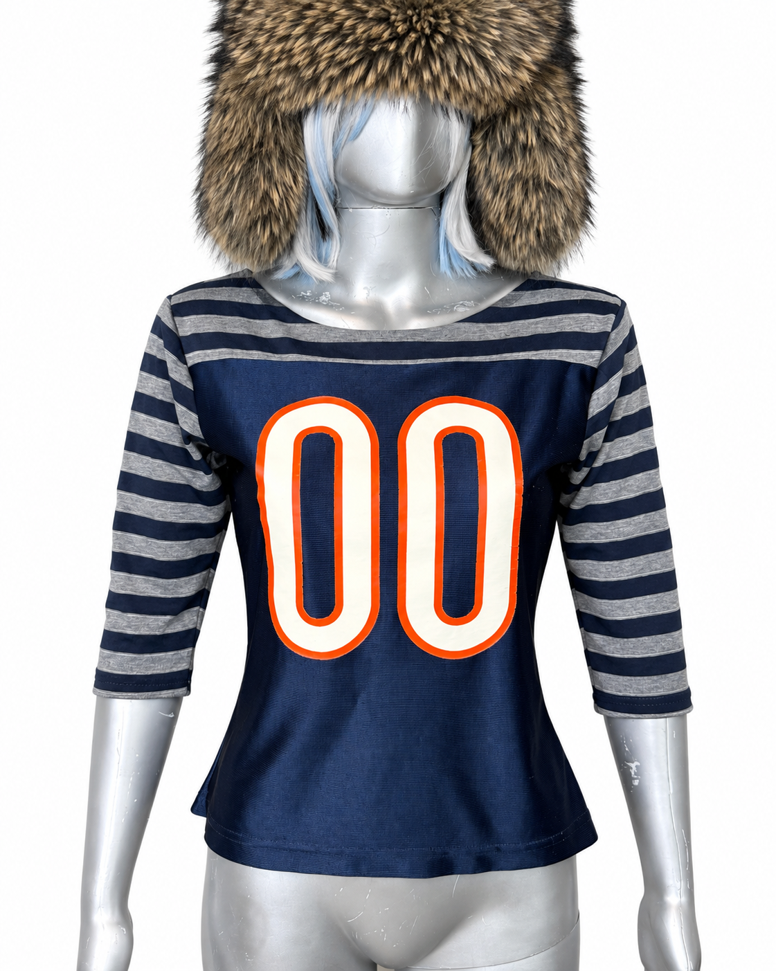 1-of1 DOUBLE ZERO STRIPED BOAT NECK TOP (M)