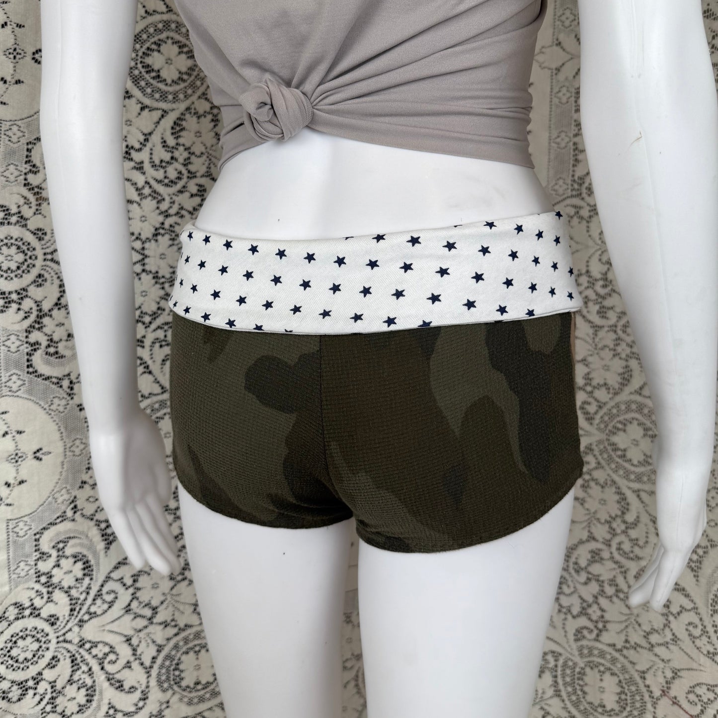 Upcycled Camo Hot Shorts