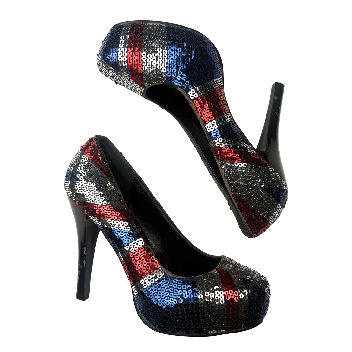 Union Jack Sequin Platform Pumps