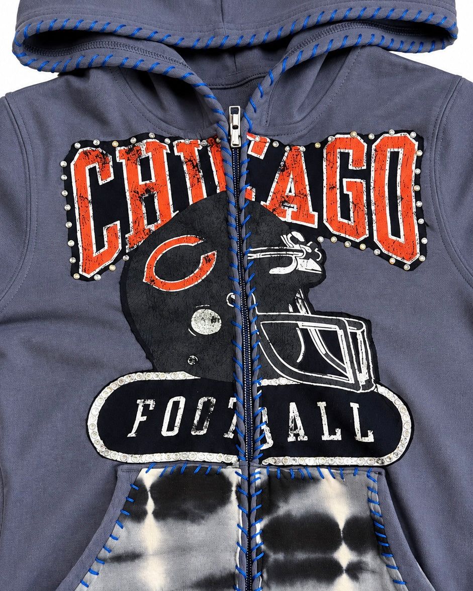 UPCYCLED HOODIE RHINESTONE (M)