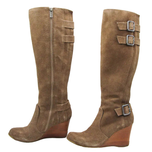 Tan Suede Wedge Boots