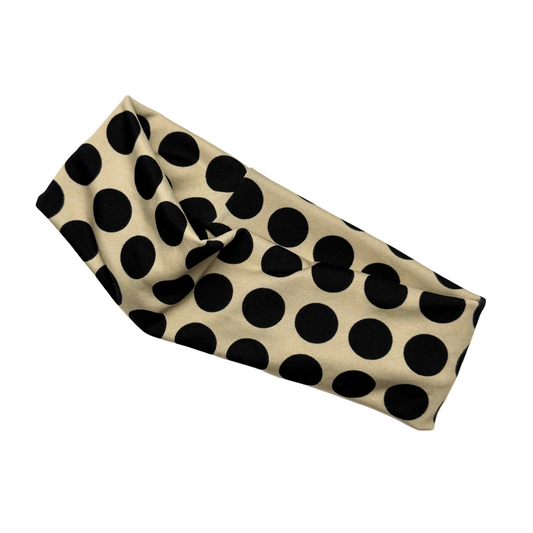 Polk-dot Scrap Headband (Tan/Black)