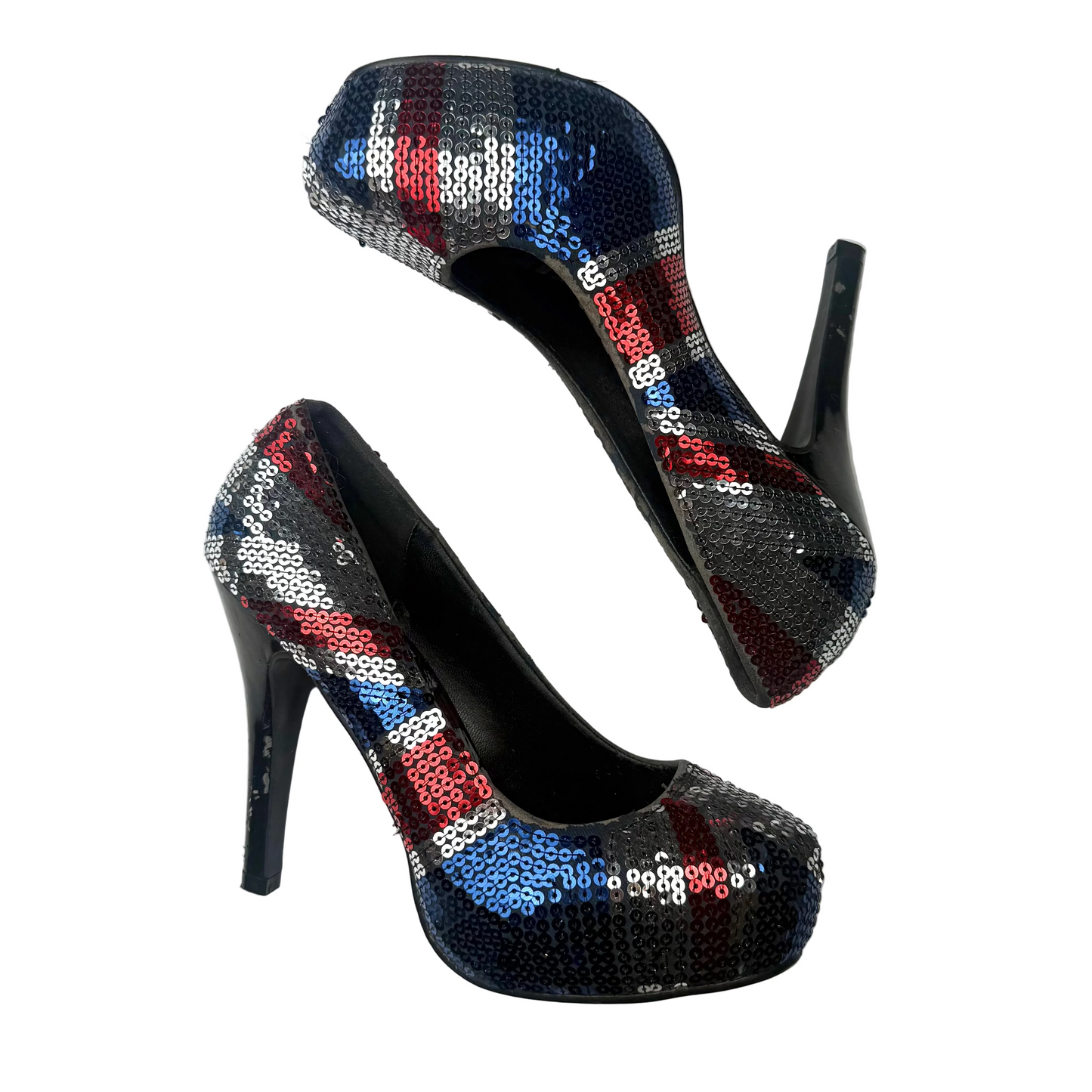 Union Jack Sequin Platform Pumps