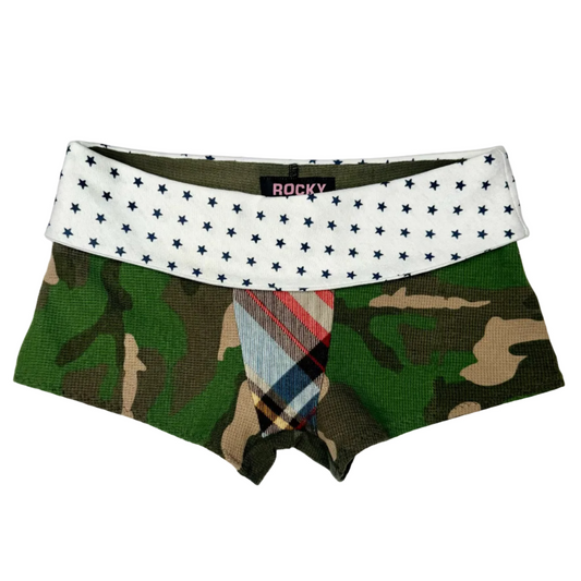 Upcycled Camo Hot Shorts